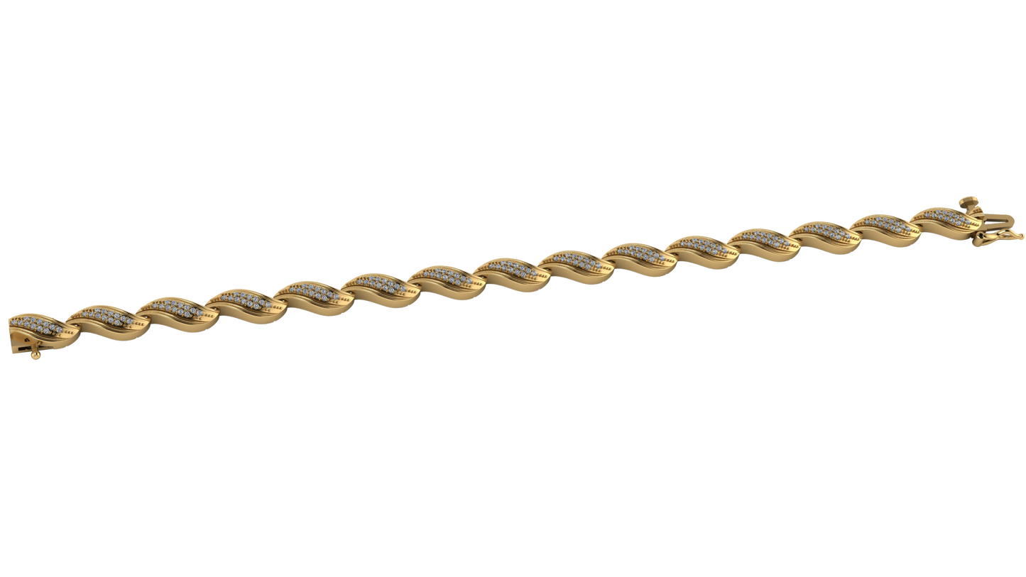 Brazalete Ola Dorada con Diamantes