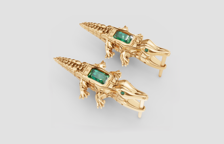 Aretes de Cocodrilo Esmeralda