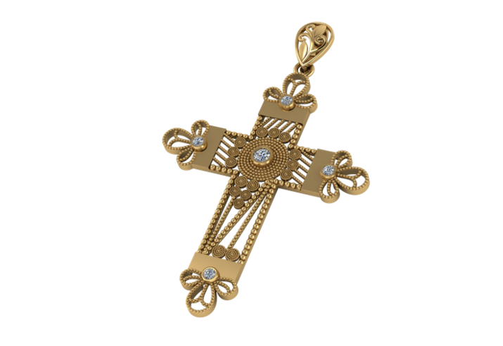 Colgante de Cruz Filigrana Diagonal