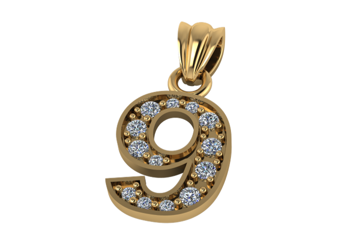 Colgante de Numeros con Diamantes