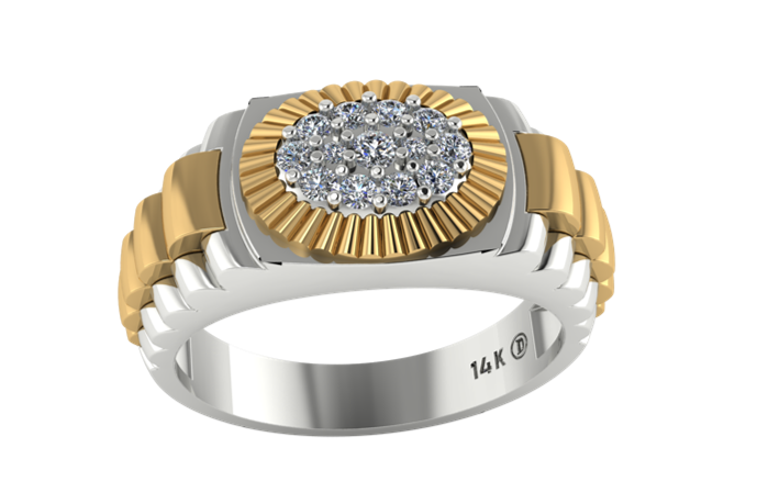 Men's Rolex Style Ring with Oval Cluster
