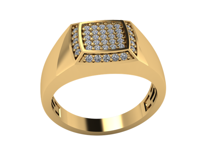 Anillo de Caballero con Pavé Cuadrado