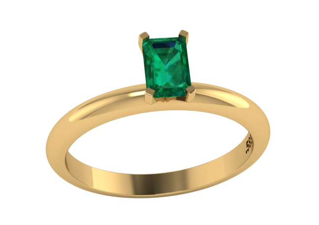 Anillo con Piedra de Color de corte Esmeralda