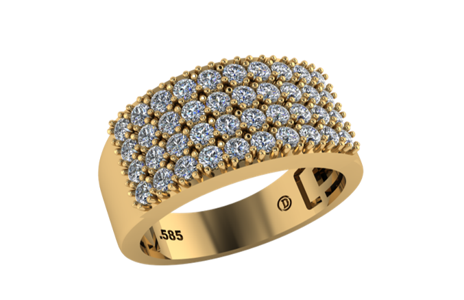 Anillo Pavé de Diamantes 4 Filas