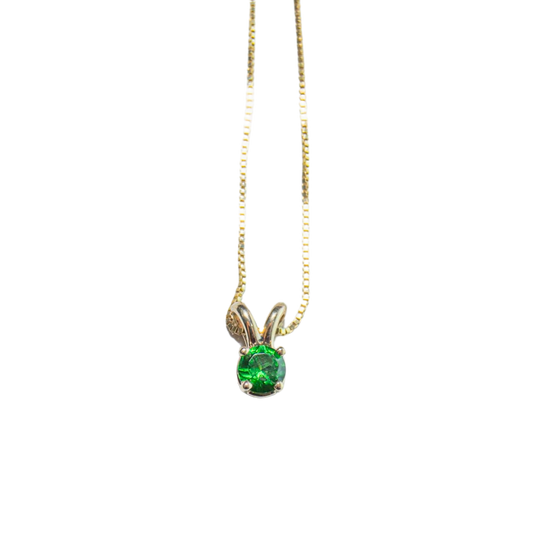Emerald Pendant with Gold Chain