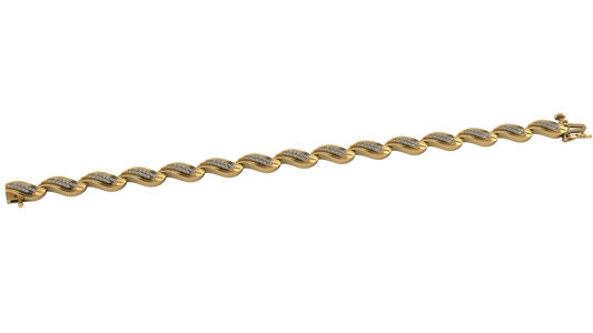 Brazalete Ola Dorada con Diamantes