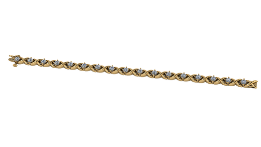 Brazalete Entrelazado con Diamantes Redondos
