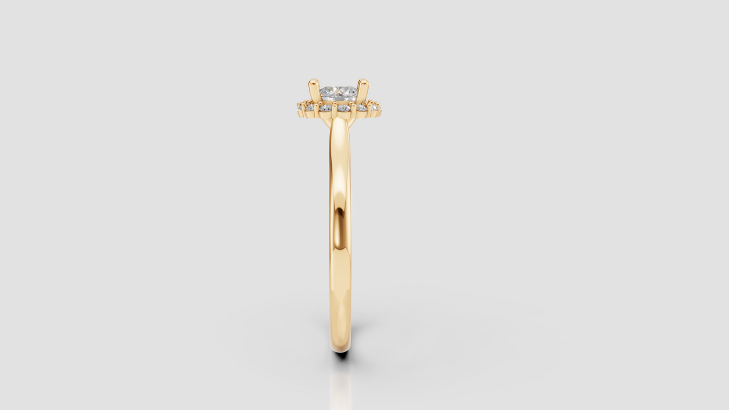 Anillo de Cóctel Redondo con Halo