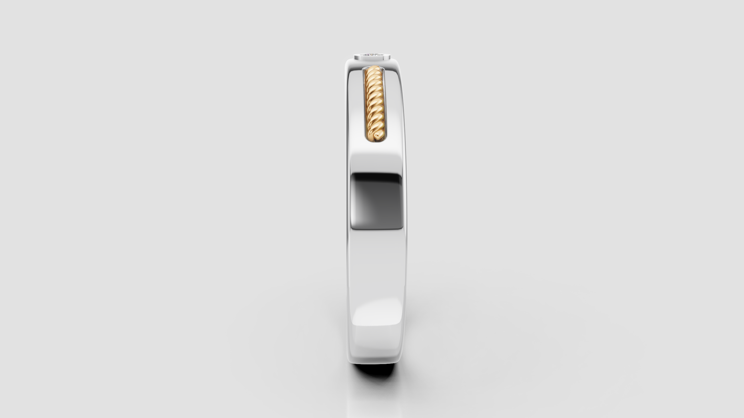 Anillo con Detalles Corchados y Diamante