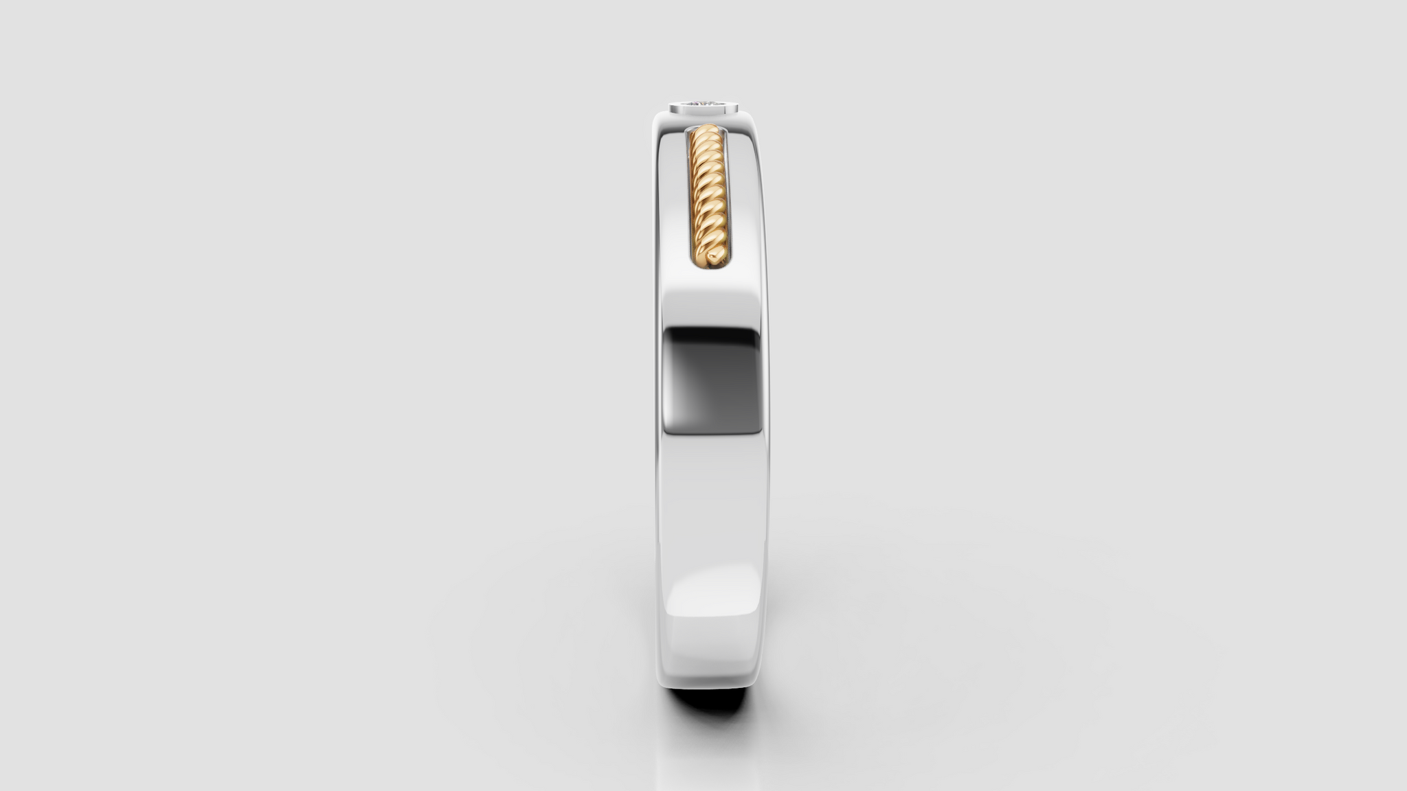 Anillo con Detalles Corchados y Diamante