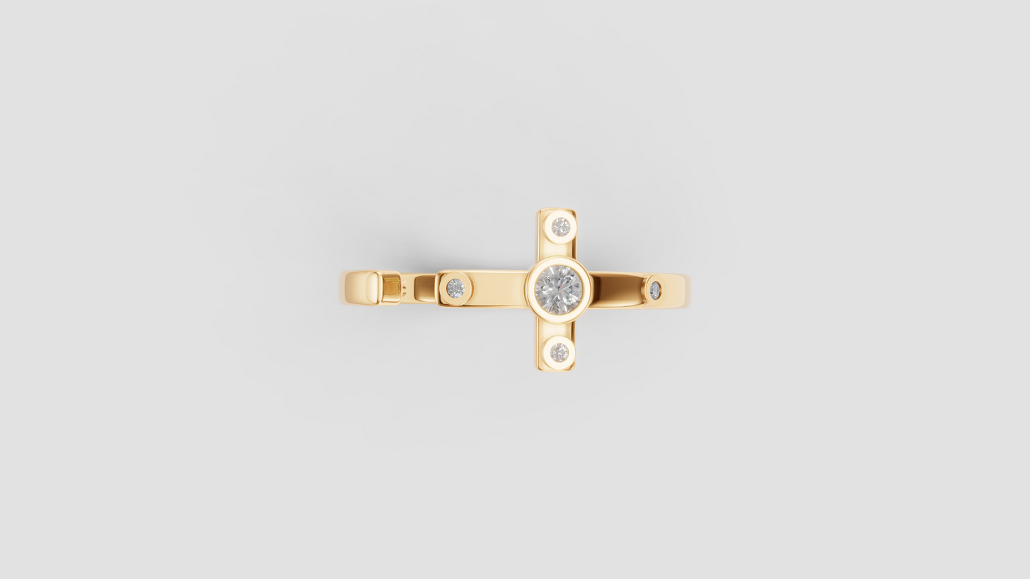 Anillo de Cruz con Banda Abierta