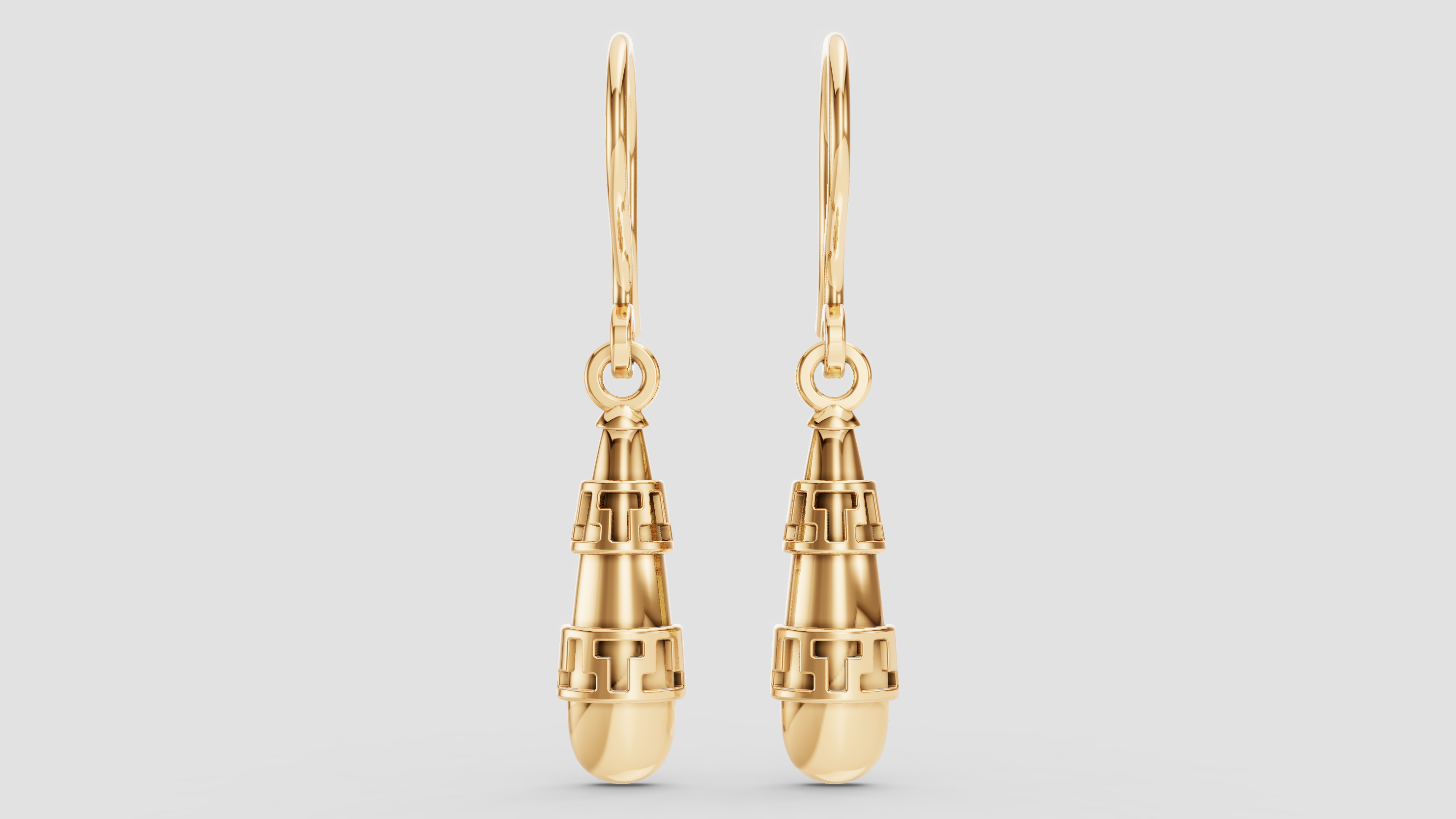 Drop earrings with relief