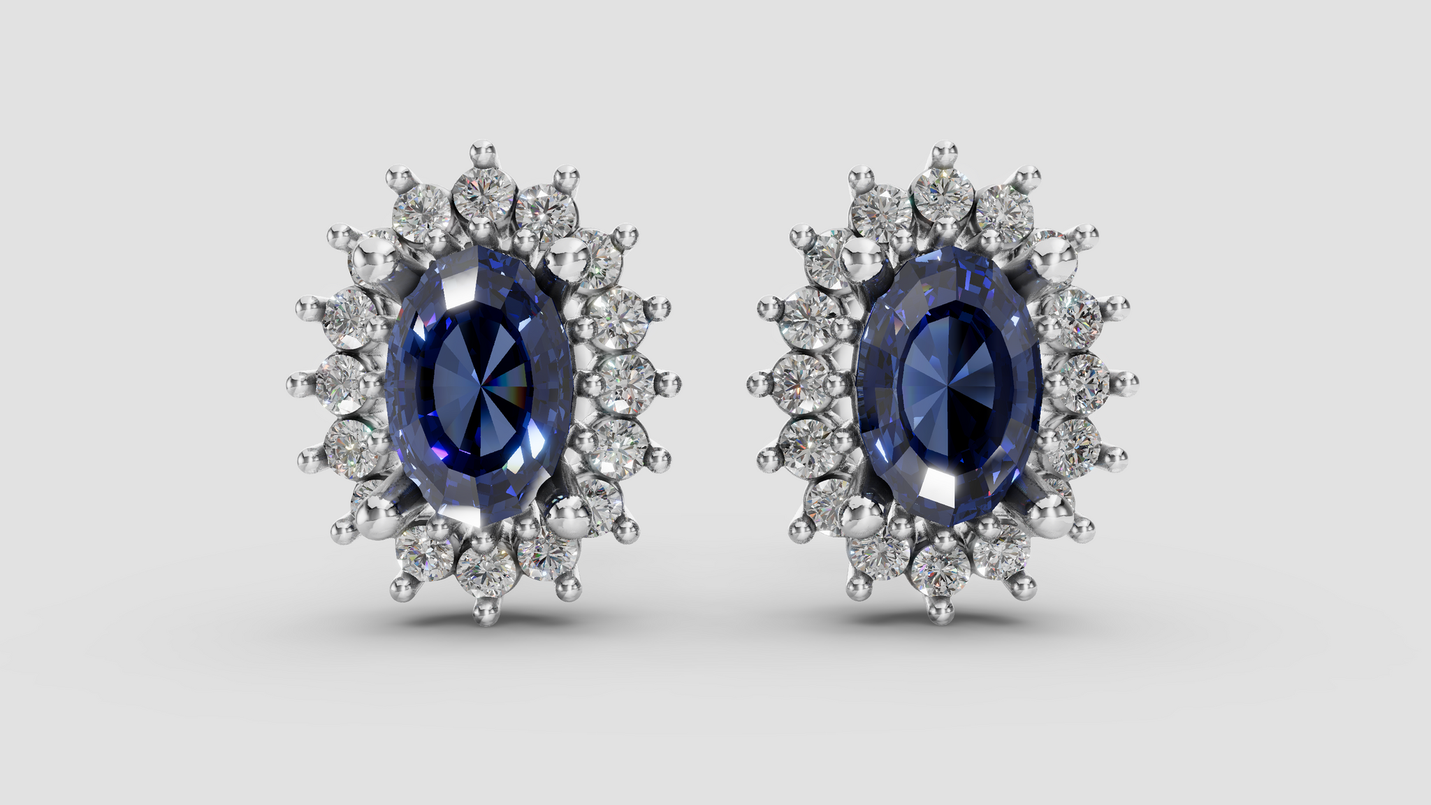 Sapphire Earrings with Diamonds