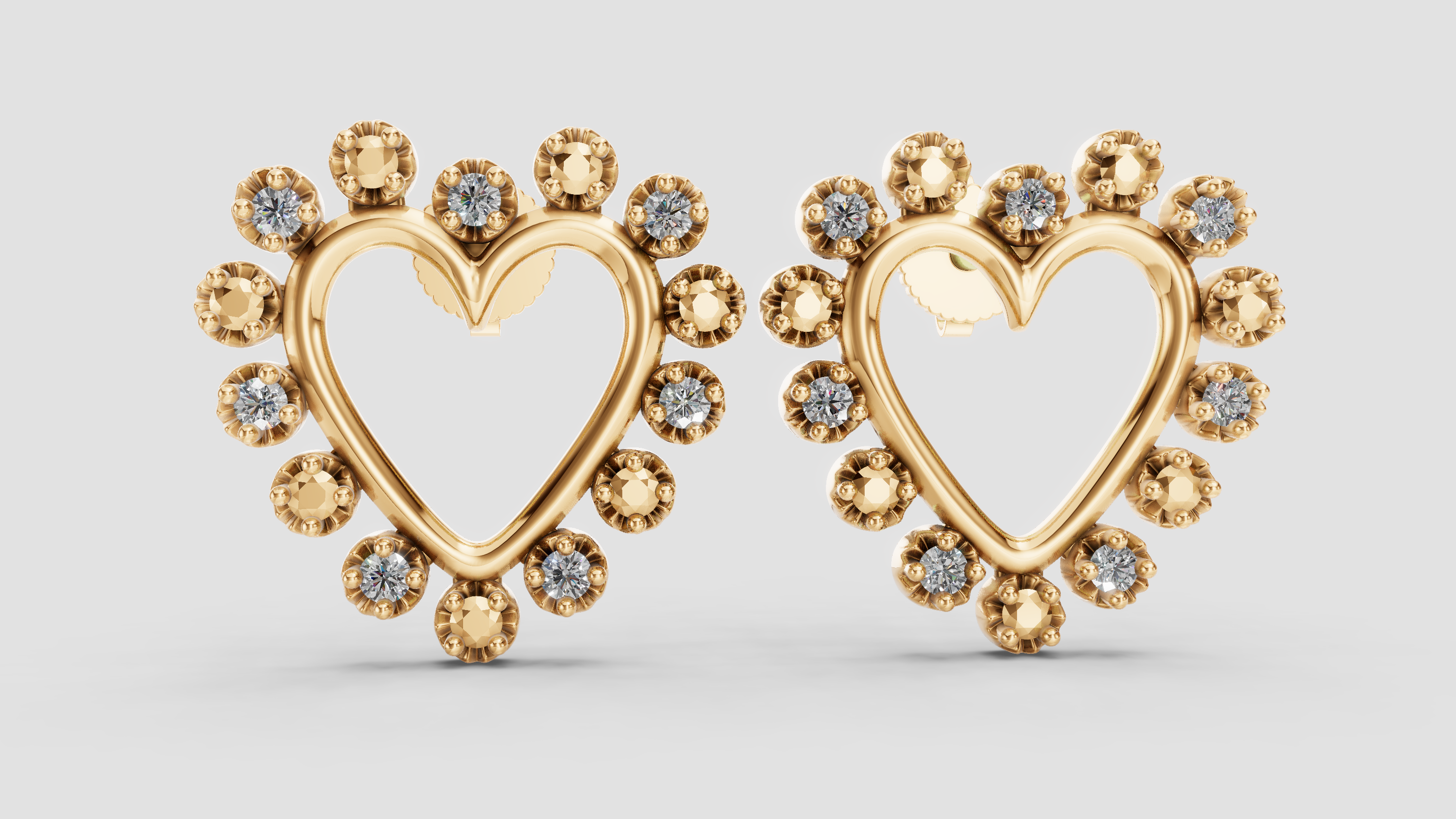 Heart Earrings with Halo