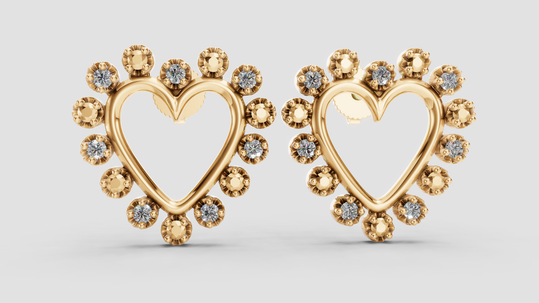 Heart Earrings with Halo
