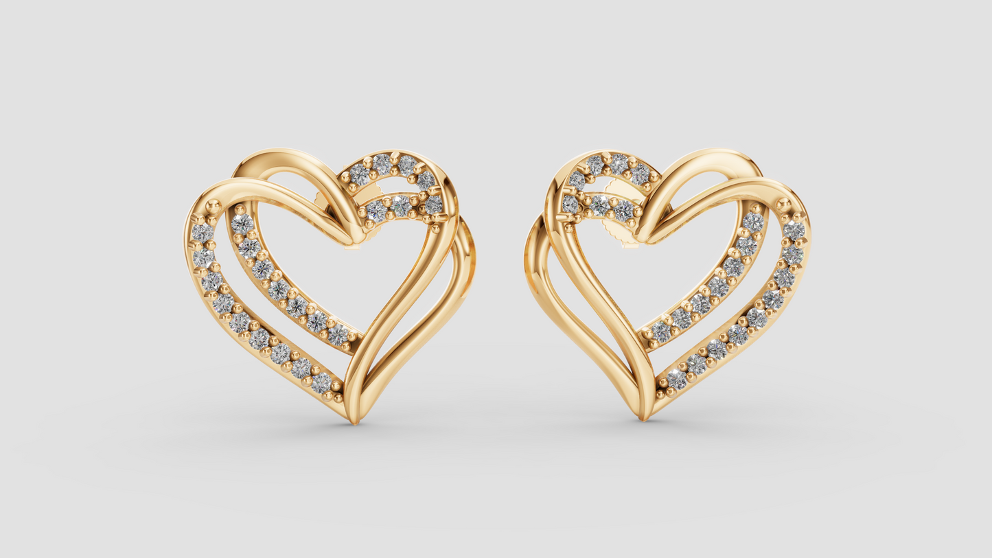 Aretes Corazones Cruzados