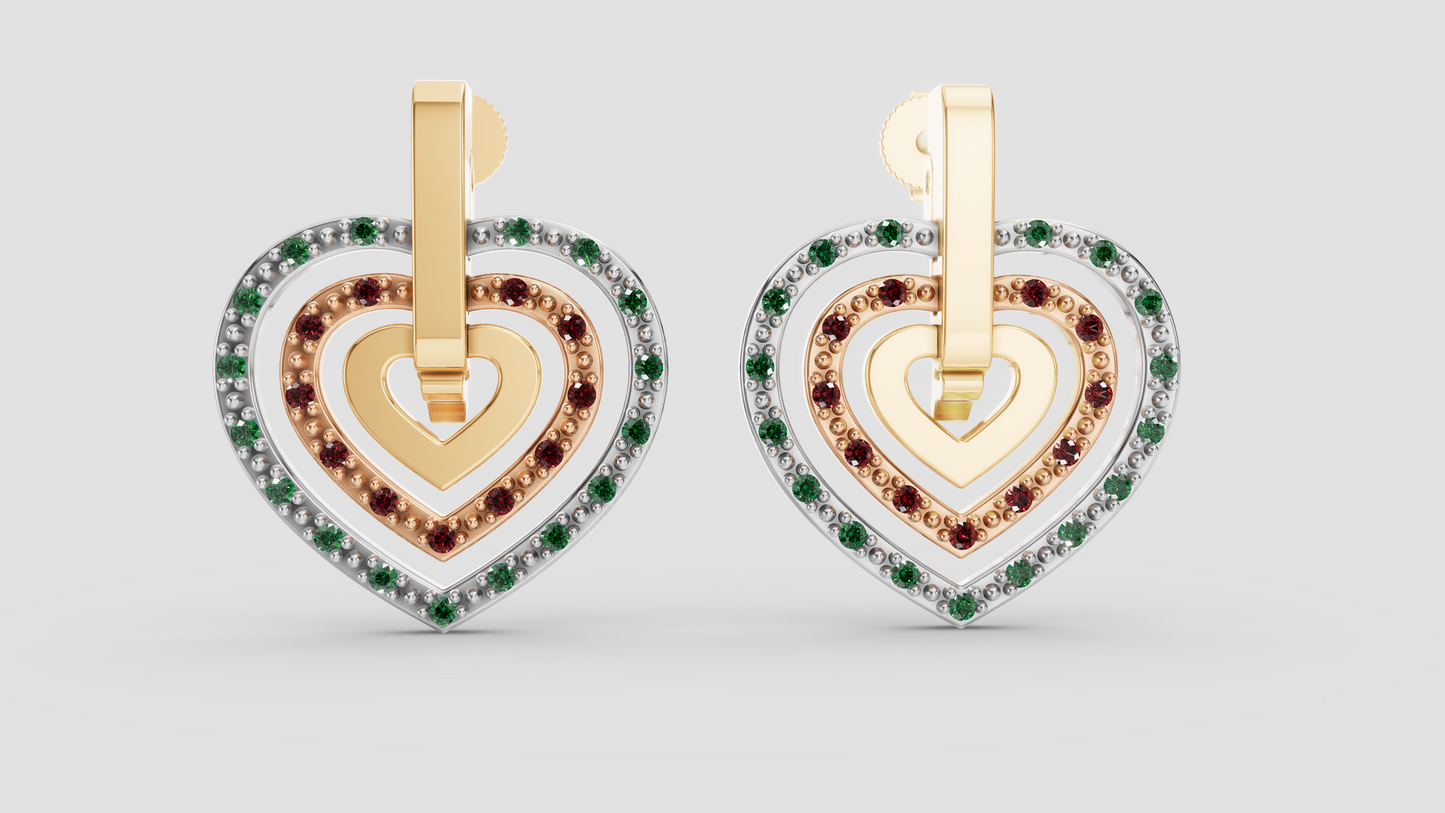 Aretes Tres Corazones Armables