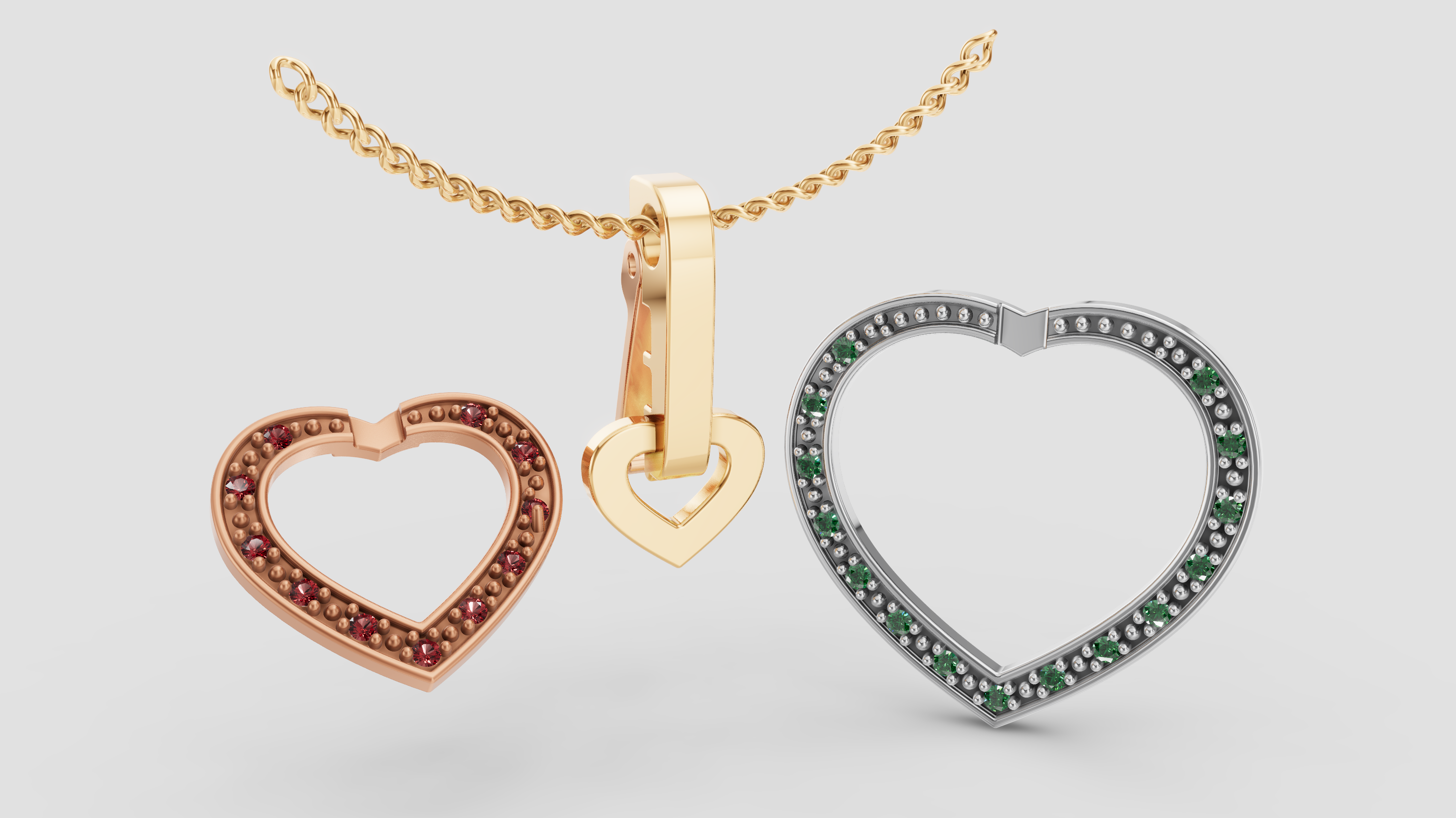 Colgante Tres Corazones Armable