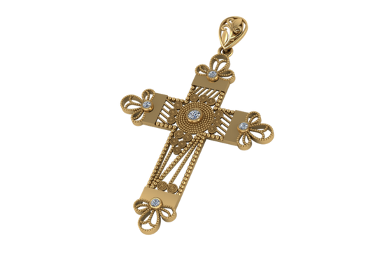 Colgante de Cruz Filigrana Diagonal