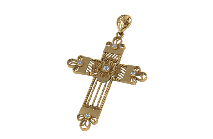 Colgante de Cruz Filigrana Vertical