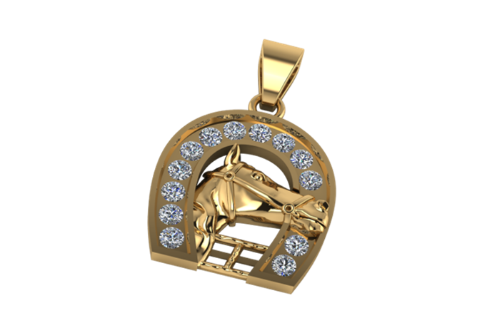 Colgante de Caballo con Herradura Invertida