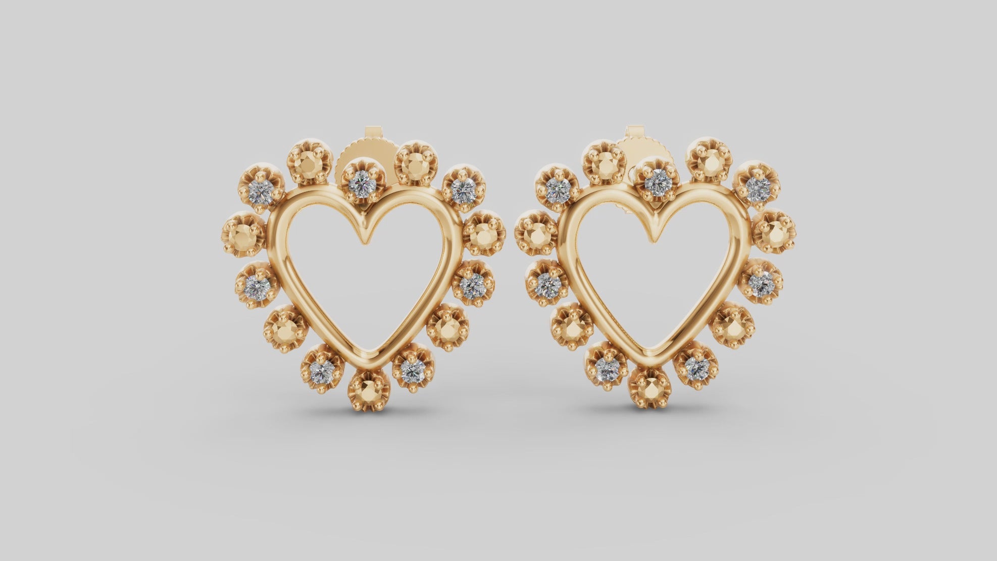 Heart Earrings with Halo