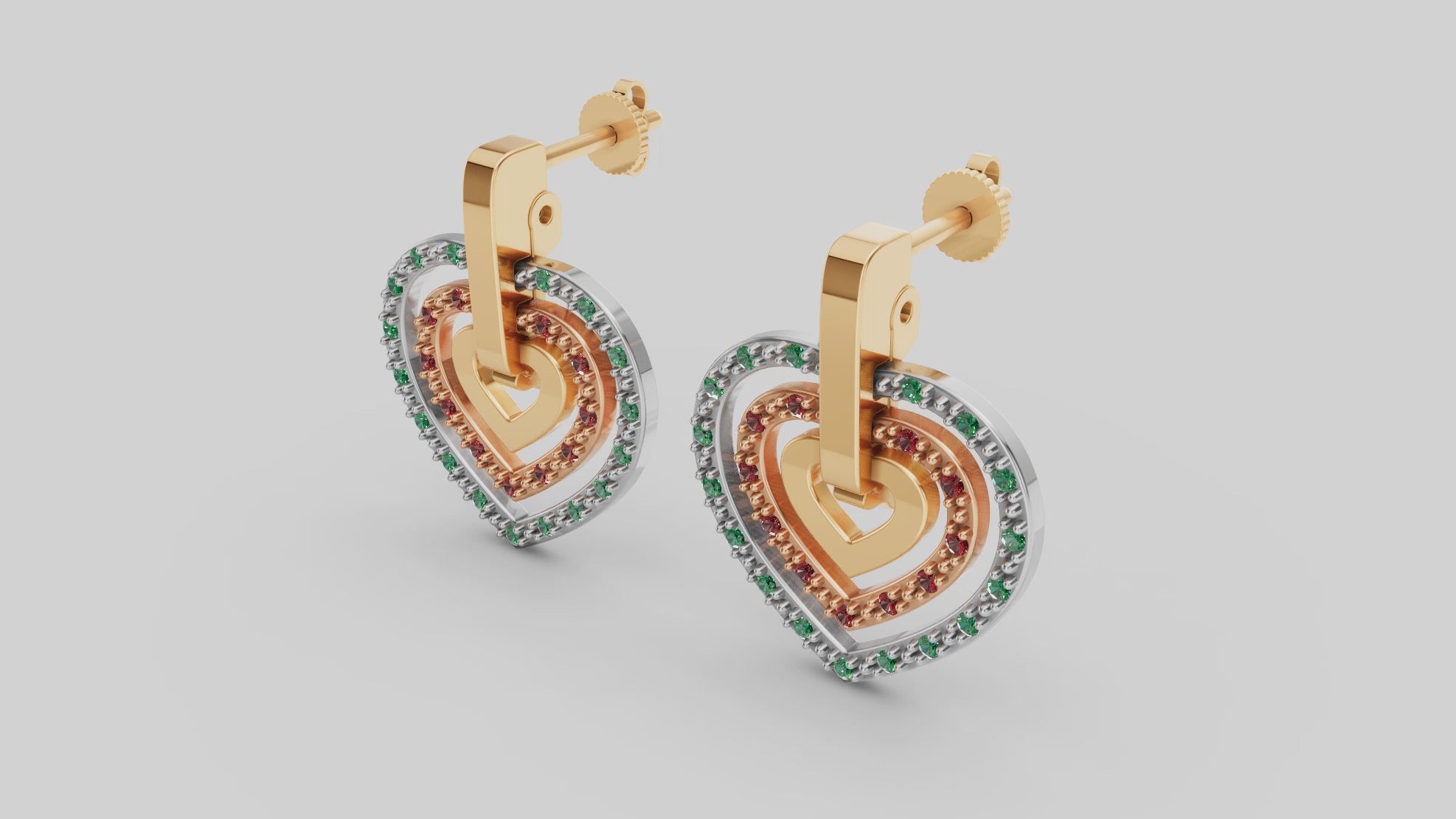 Three Hearts Assembleable Earrings