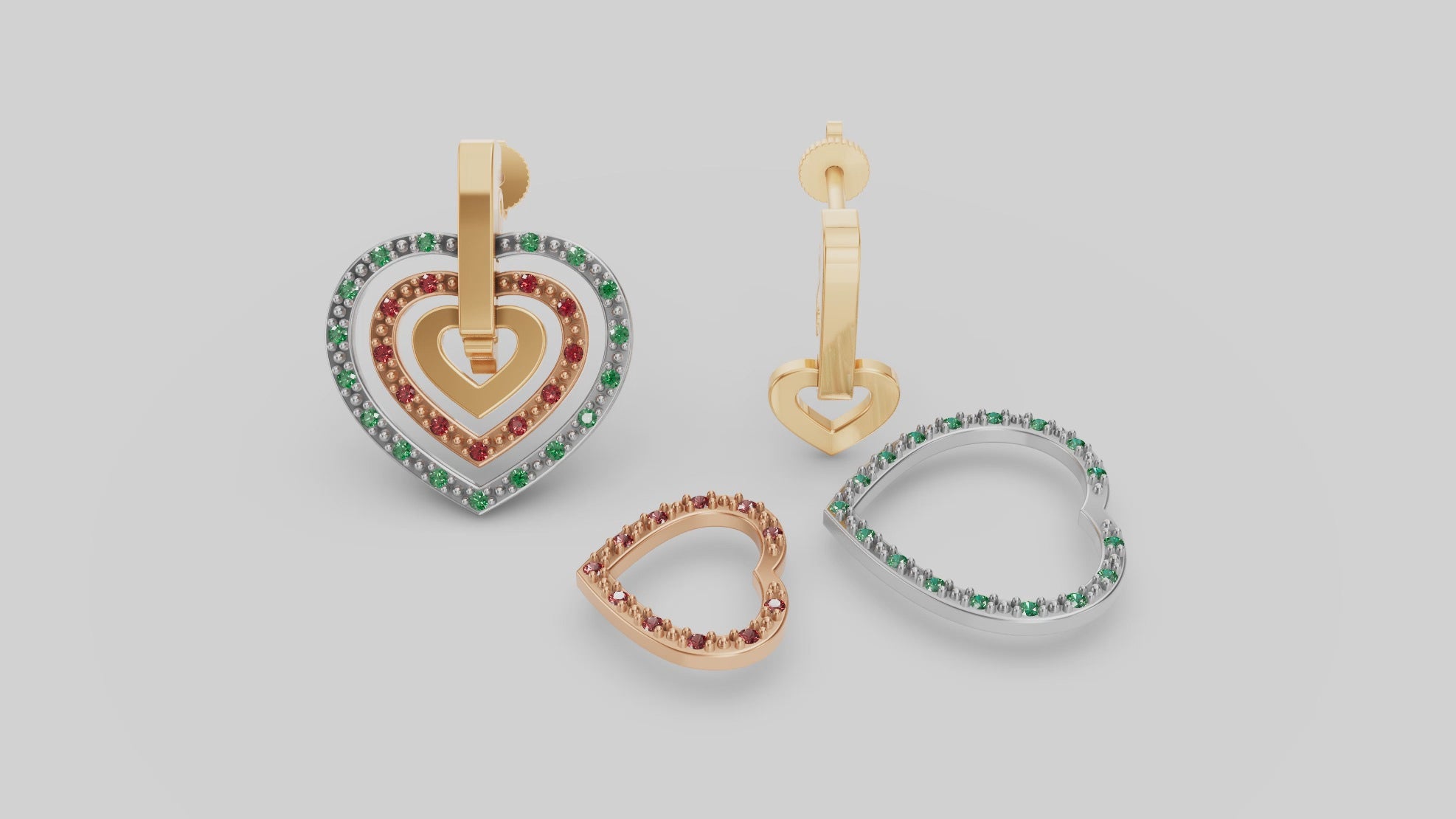 Three Hearts Assembleable Earrings