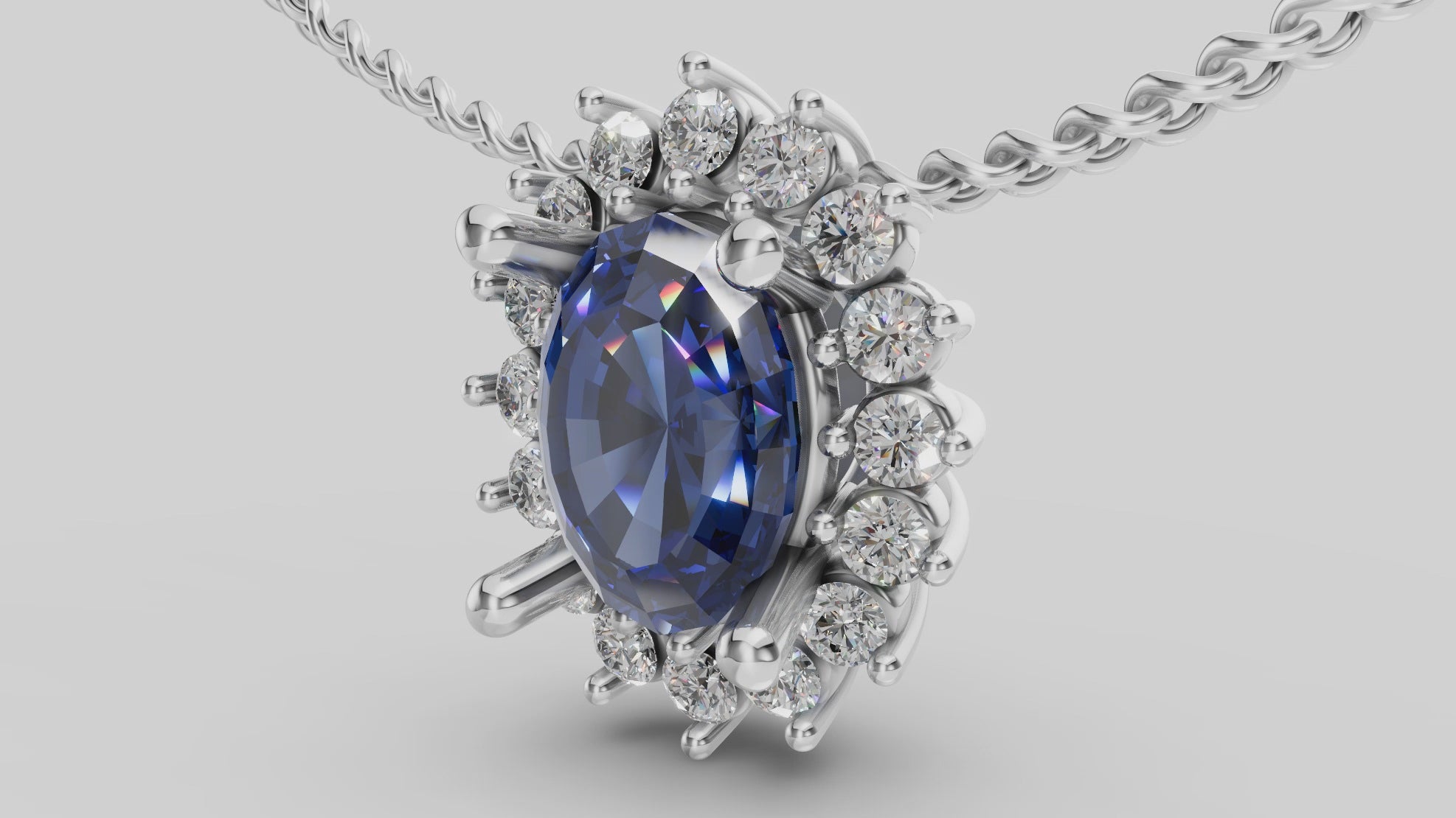 Colgante de Zafiro con Diamantes