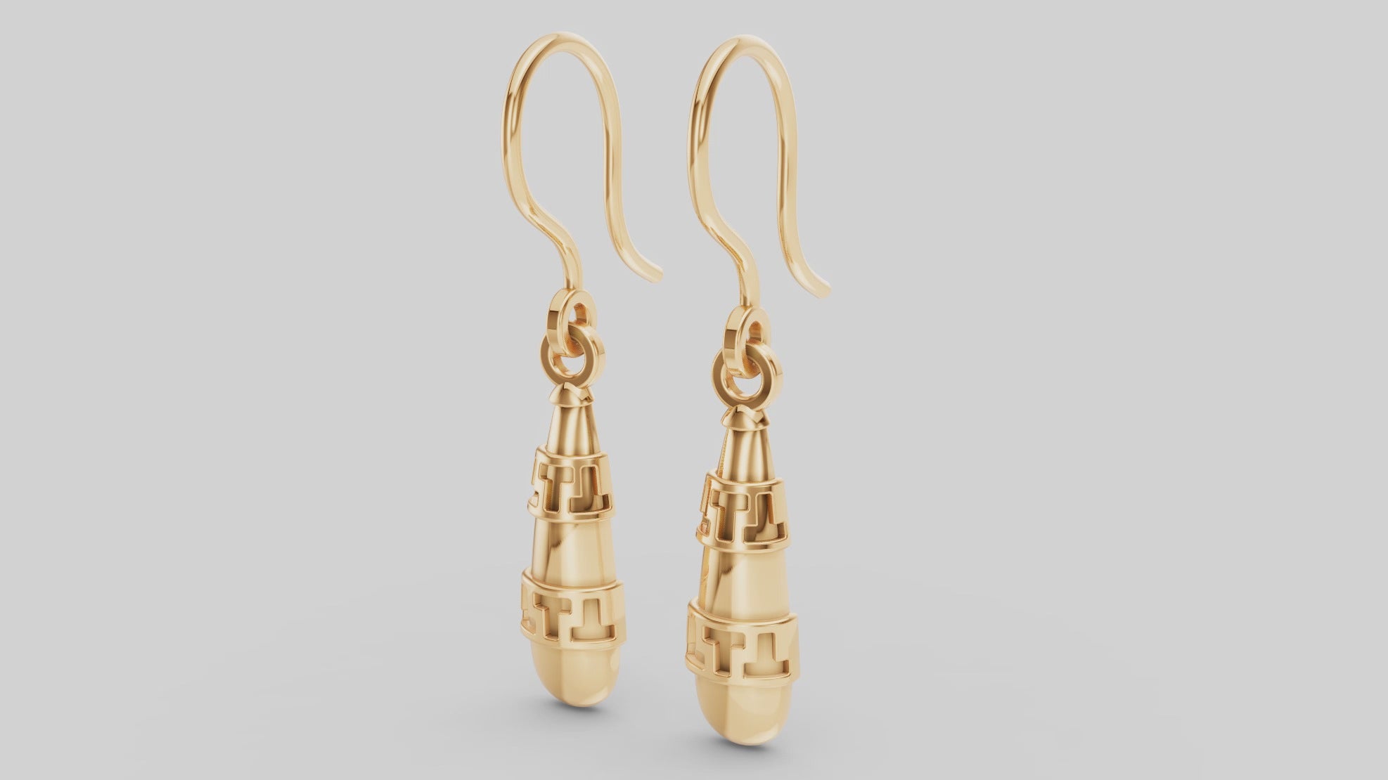 Drop earrings with relief