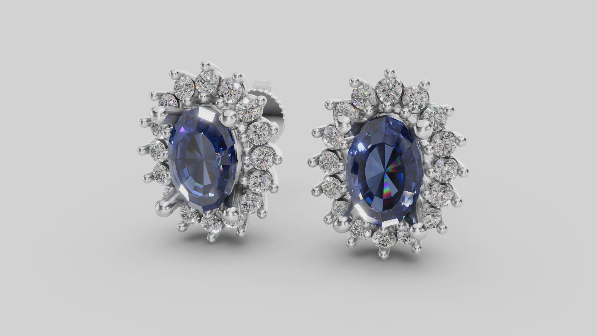 Sapphire Earrings with Diamonds