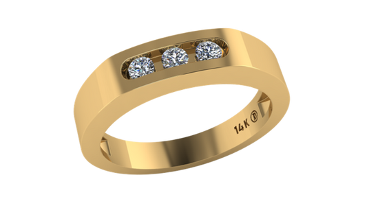 3 Diamond Bezel Ring