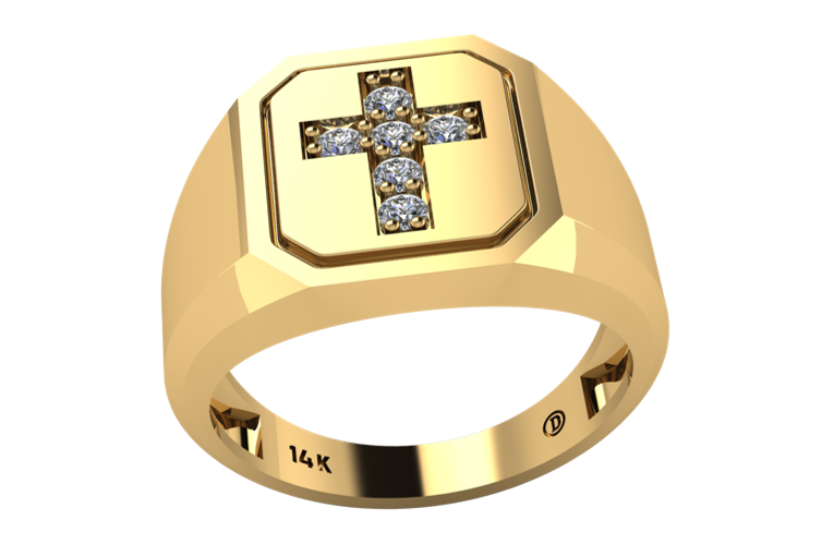anillo con cruz de diamantes