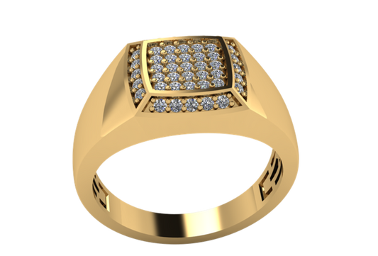 Anillo de Caballero con Pavé Cuadrado