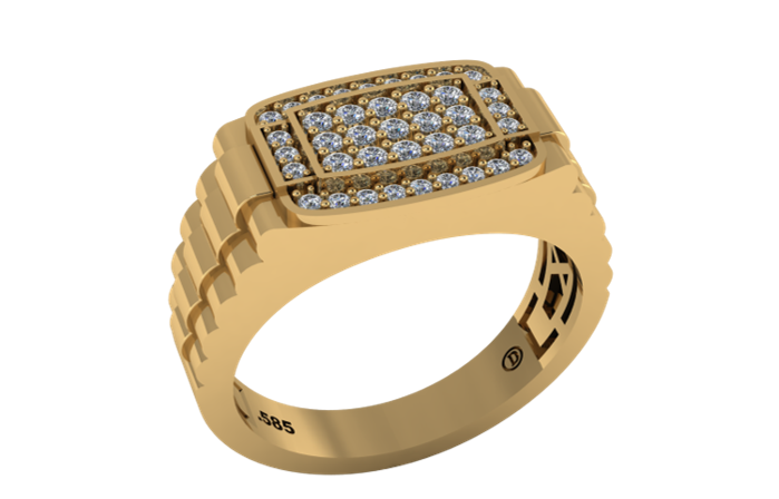 Anillo de Caballero con Pavé Rectangular