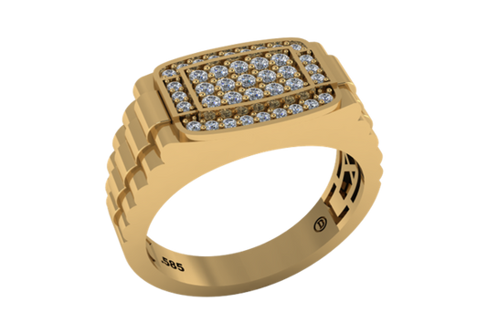 Anillo de Caballero con Pavé Rectangular