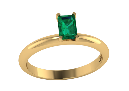Anillo con Piedra de Color de corte Esmeralda