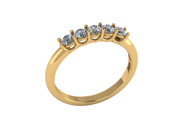 Anillo Promesa con Cinco Diamantes