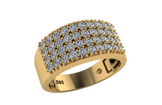 Anillo Pavé de Diamantes 4 Filas